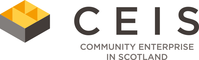 Large capital grey letters that read CEIS with small capital letters underneath that read community enterprise in scotland